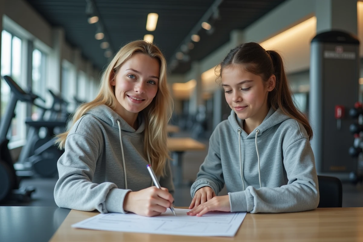 Fille de 16 ans et sa mère remplissant un formulaire d