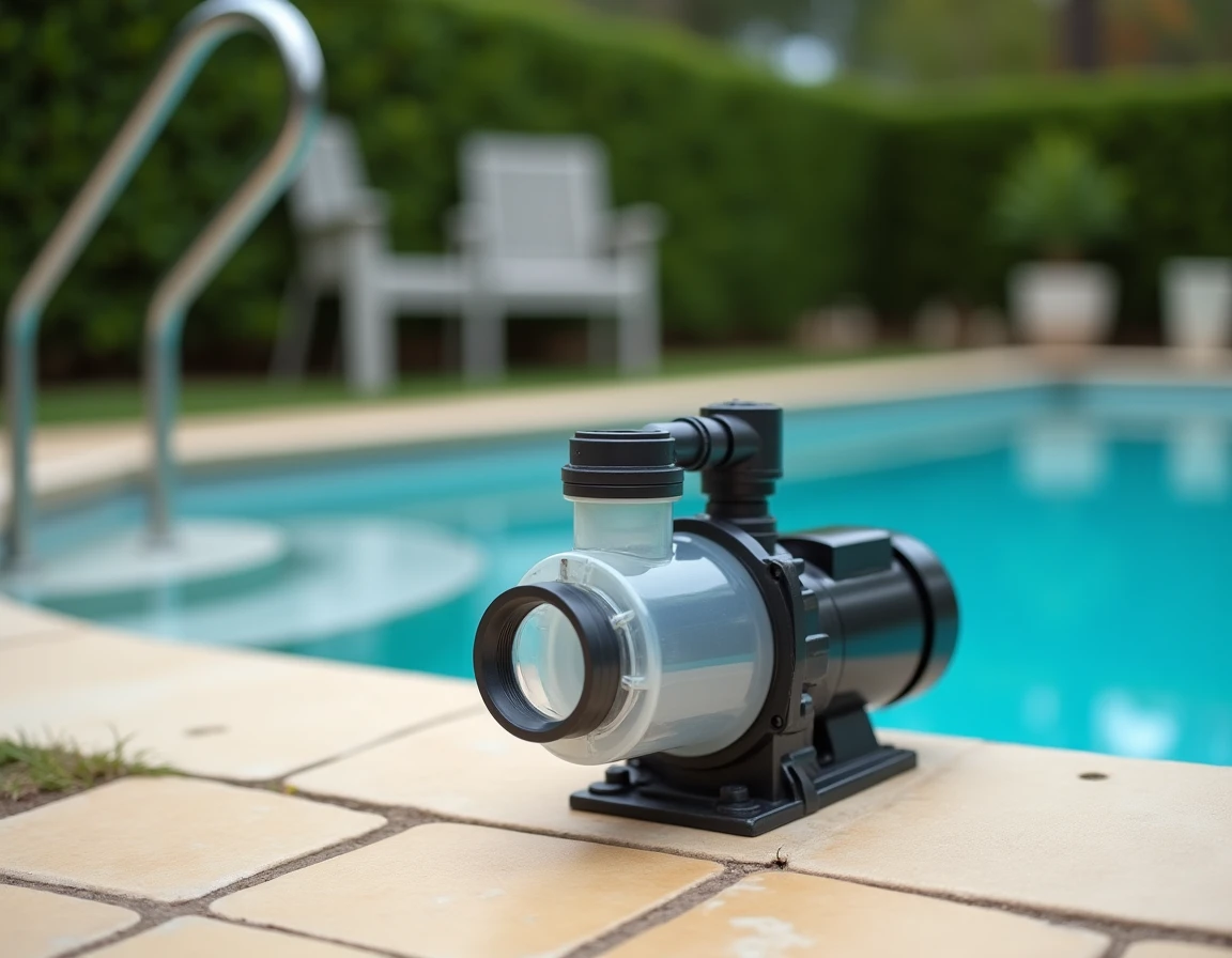 Gros plan sur un boîtier de filtre de piscine ouvert et vide sans cartouche filtrante installée
