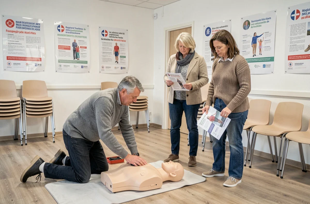 Formation aux premiers secours pour les habitants du canton de Vaud dans un centre communautaire