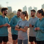 Jeunes athlètes diversifiés après l'entraînement sur piste