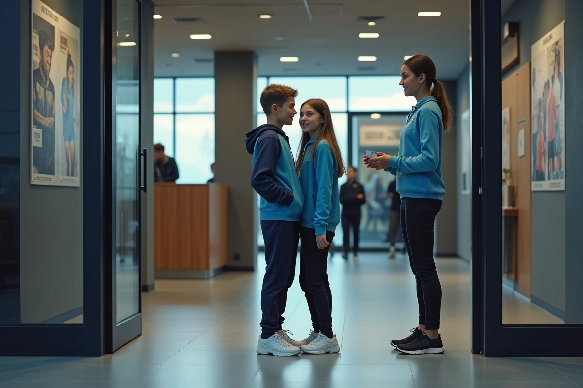 Adolescentes montrant leur carte d'identite a la reception